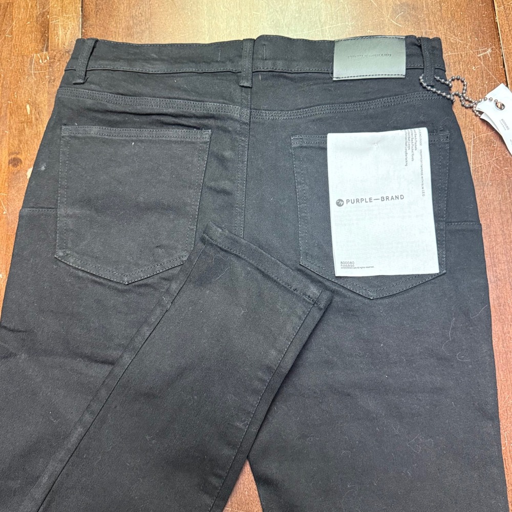 New Purple Brand P001 Jeans Men 33x30 Black Slim Fit Low Rise Stretch Denim